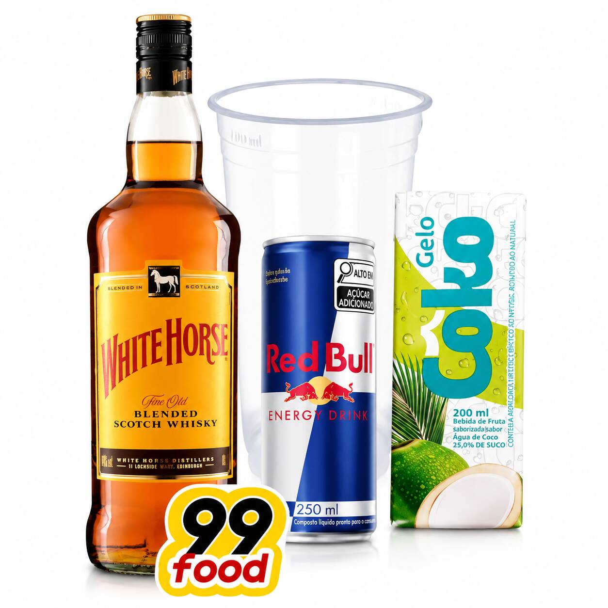 Dose separada, com gelo a escolha e redbull