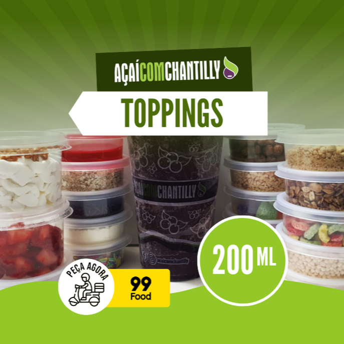 Seu açaí orgânico, batido com frutas de verdade, sem química, uma experiência incrível, apenas seu açaí no copo de 200ml com os toppings enviados em potes separados !