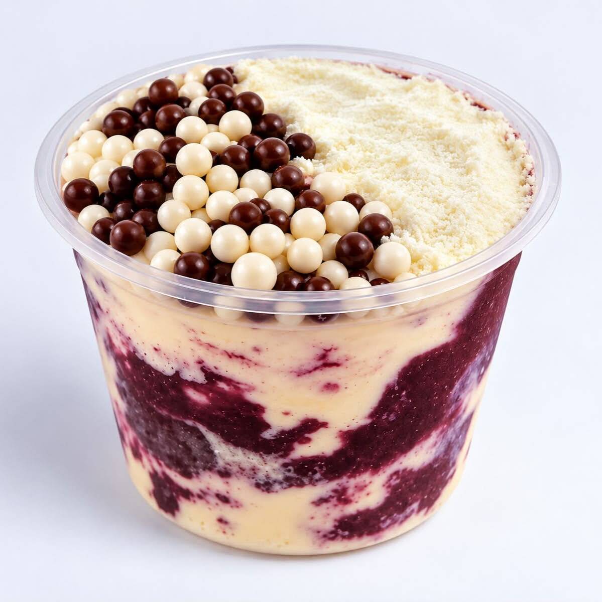 Açaí, leite em pó, leite condensado e choco power