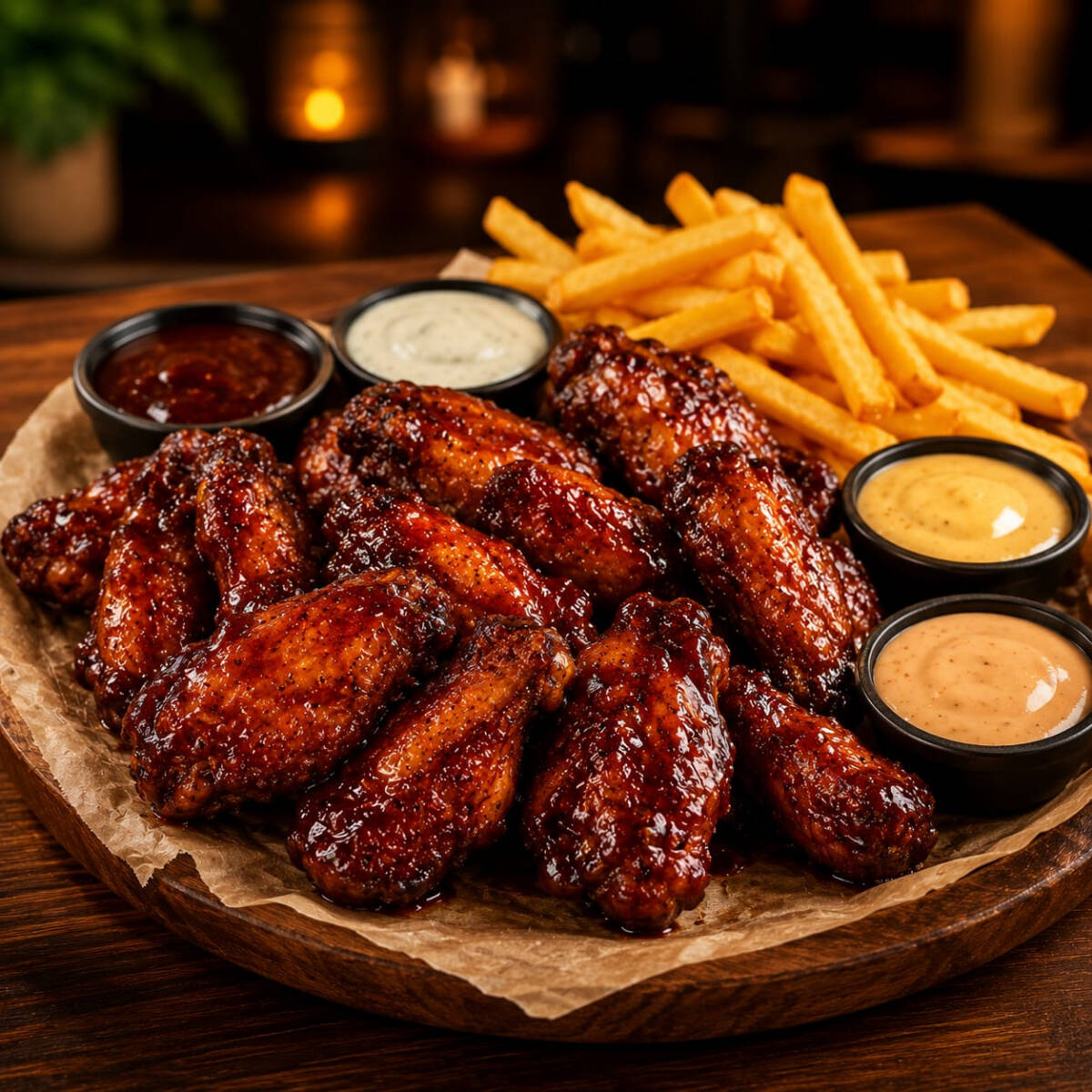9 ALITAS DE POLLO + PAPAS FRITAS