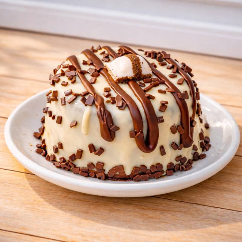 Bolo de baunilha macio, recheado e coberto com brigadeiro de Ninho super cremoso. Por cima, Nutella, bombom Kinder Bueno e granulê. Uma explosão de sabor para quem ama chocolate de verdade! Tamanho:12cm Rende:4 porções