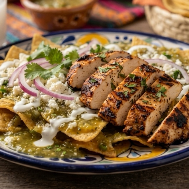 Chilaquil con Pollo a la Plancha