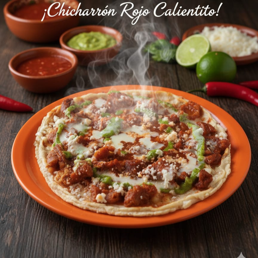 Memela de Chicharrón Rojo