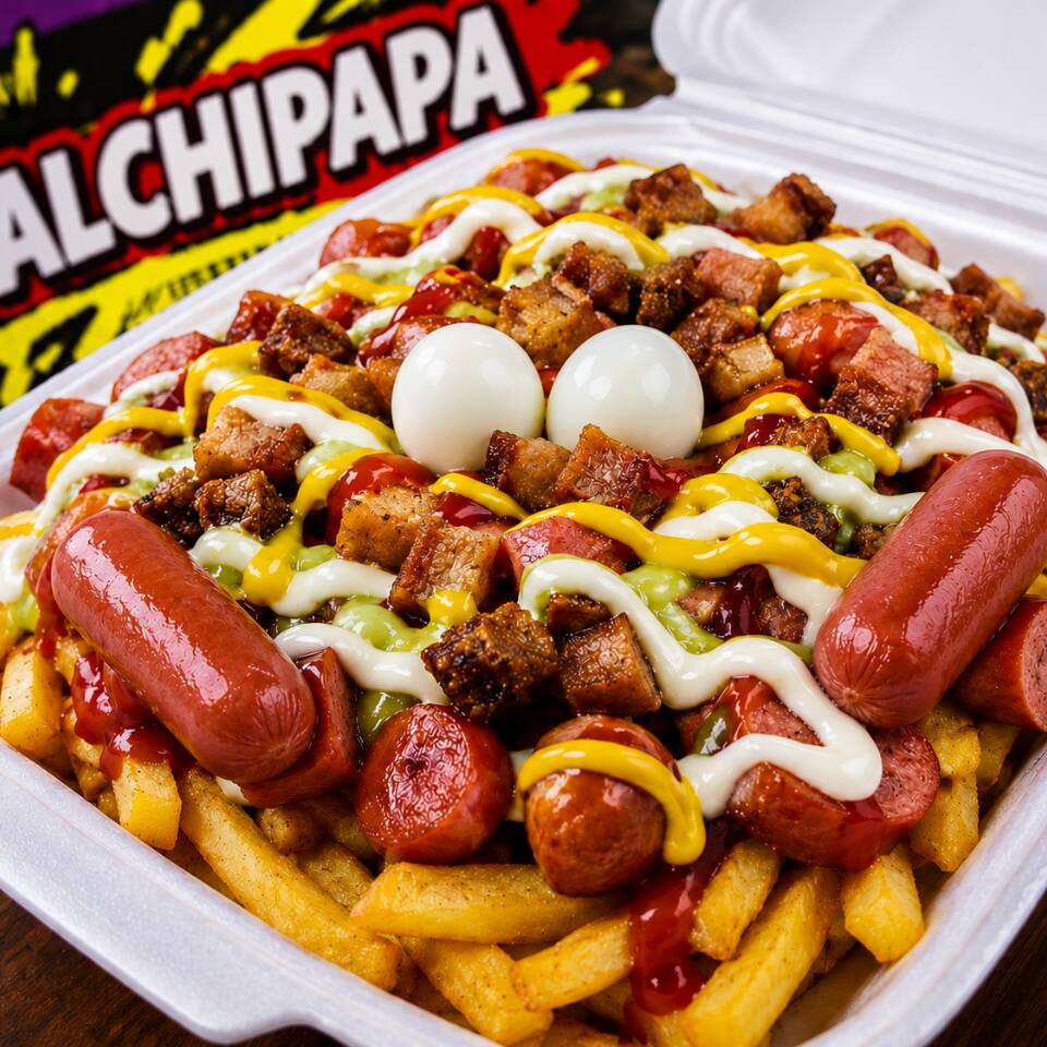SALCHIPAPAS CON CHICHARRON