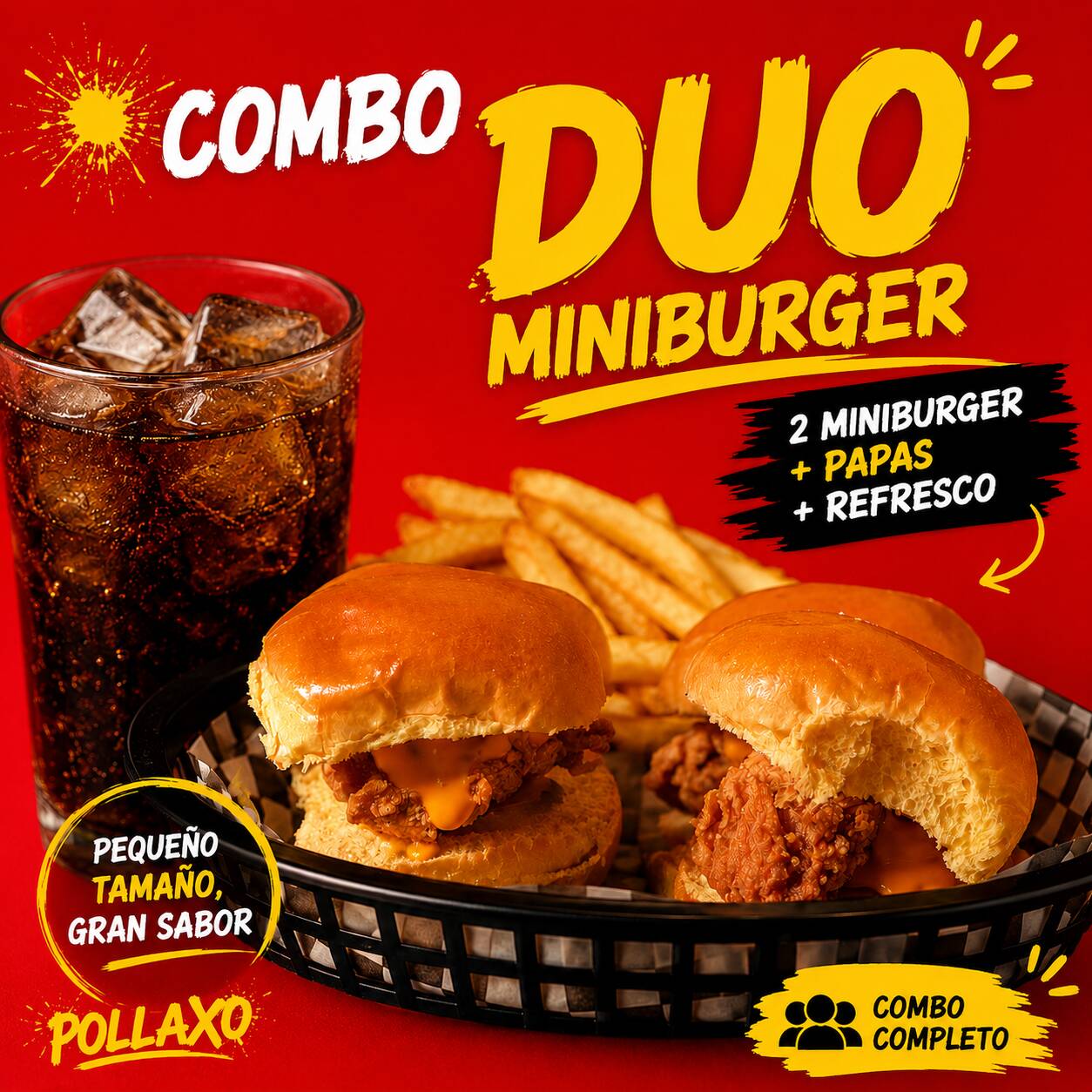 DUO MINIBURGER CON PAPAS- COCACOLA