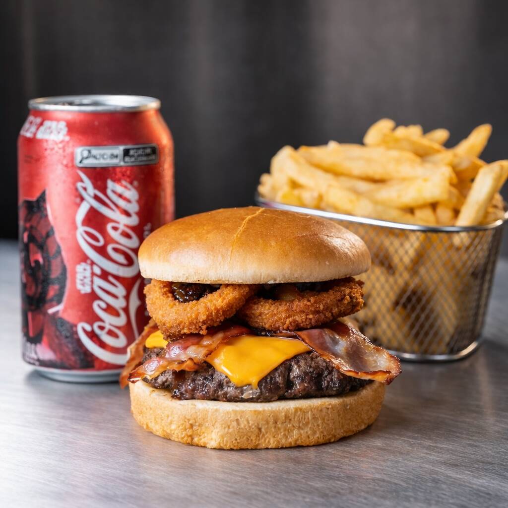 Acompanha batata frita 150g + guaraná antártica lata 350ml