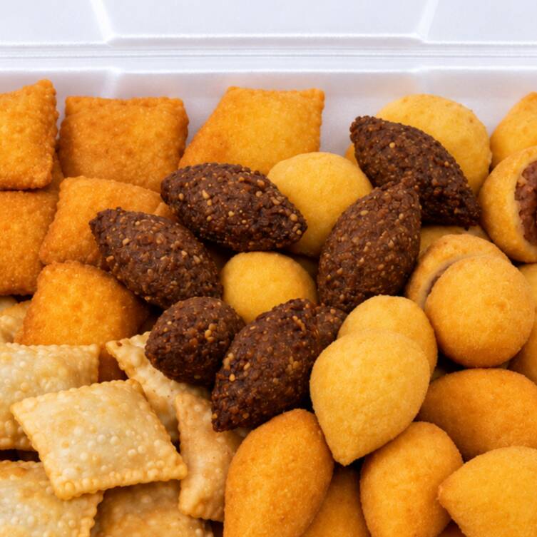 Fome a dois resolvida! Uma seleção com 30 salgadinhos sortidos. Ideal para dividir no lanche, assistir a um filme ou matar aquela vontade de salgadinho sem precisar escolher apenas um sabor.