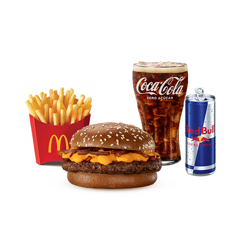 Experimente essa combinação que está irresistível. McOferta Média do Clássico Cheddar McMelt composta por: Sanduíche Cheddar McMelt, acompanhamento e bebida+ Red Bull 250ml – a clássica combinação de sabor único e energia para te acompanhar em qualquer momento do dia.