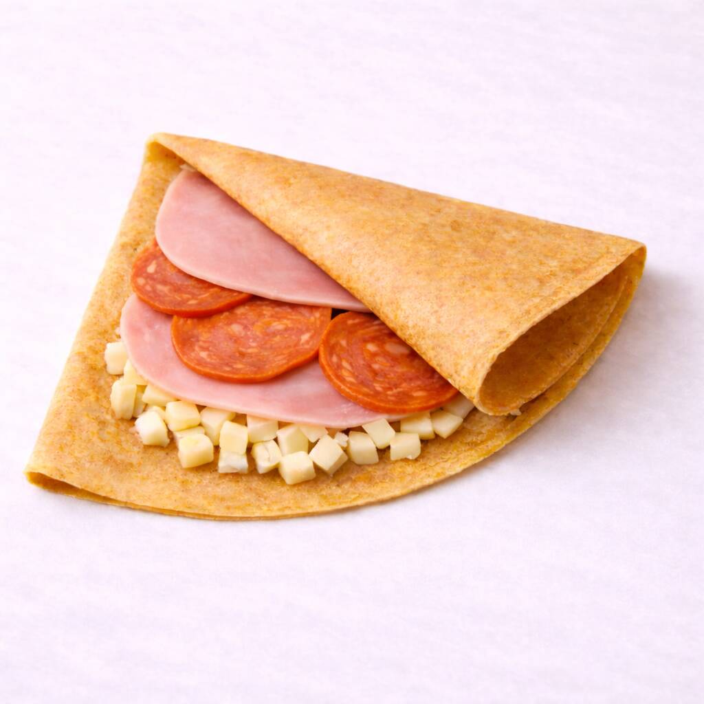 Crepa de Queso Manchego con Jamón y Pepperoni