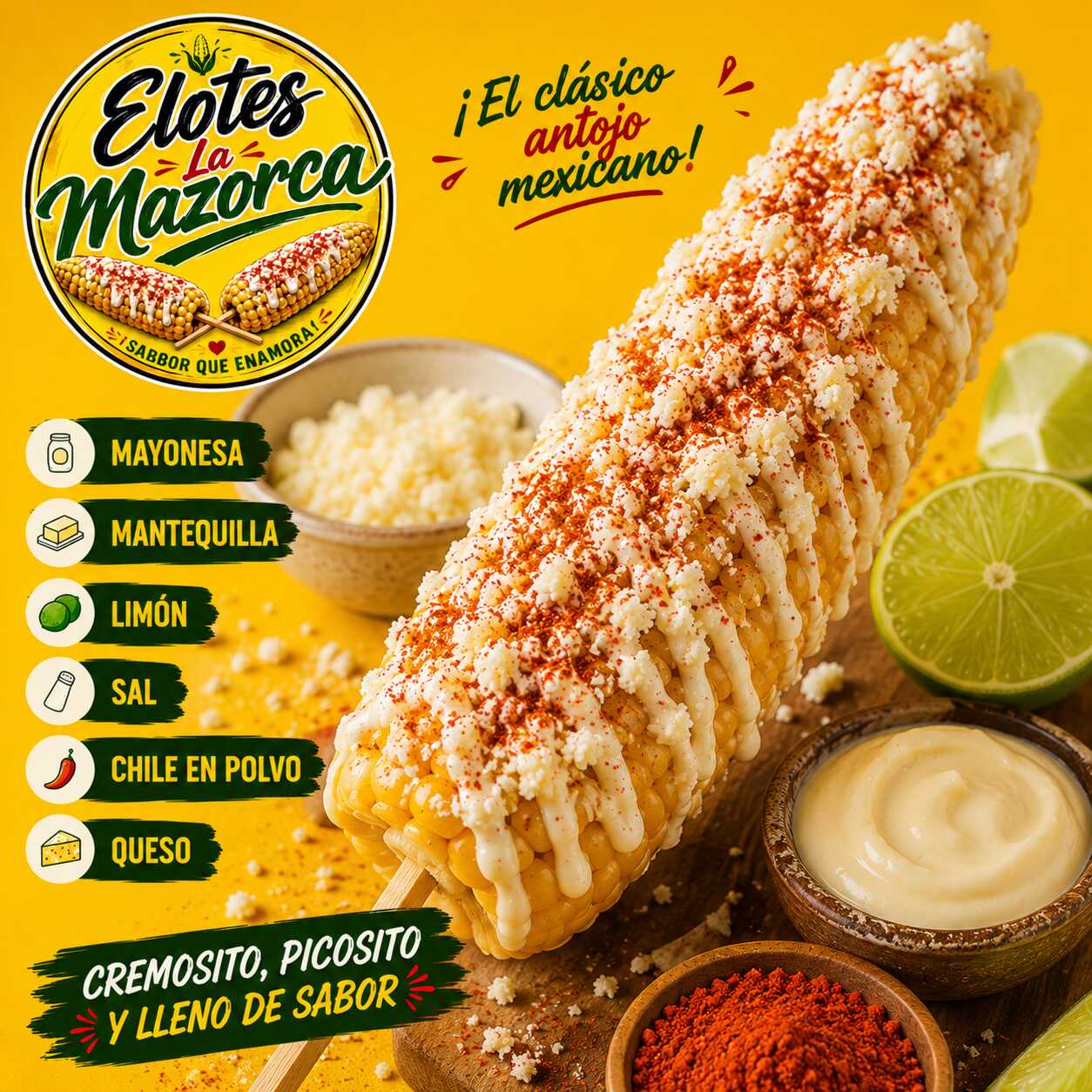 Elote blanco clásico en palo