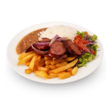 Acompanha, arroz, frijão, fritas e salada