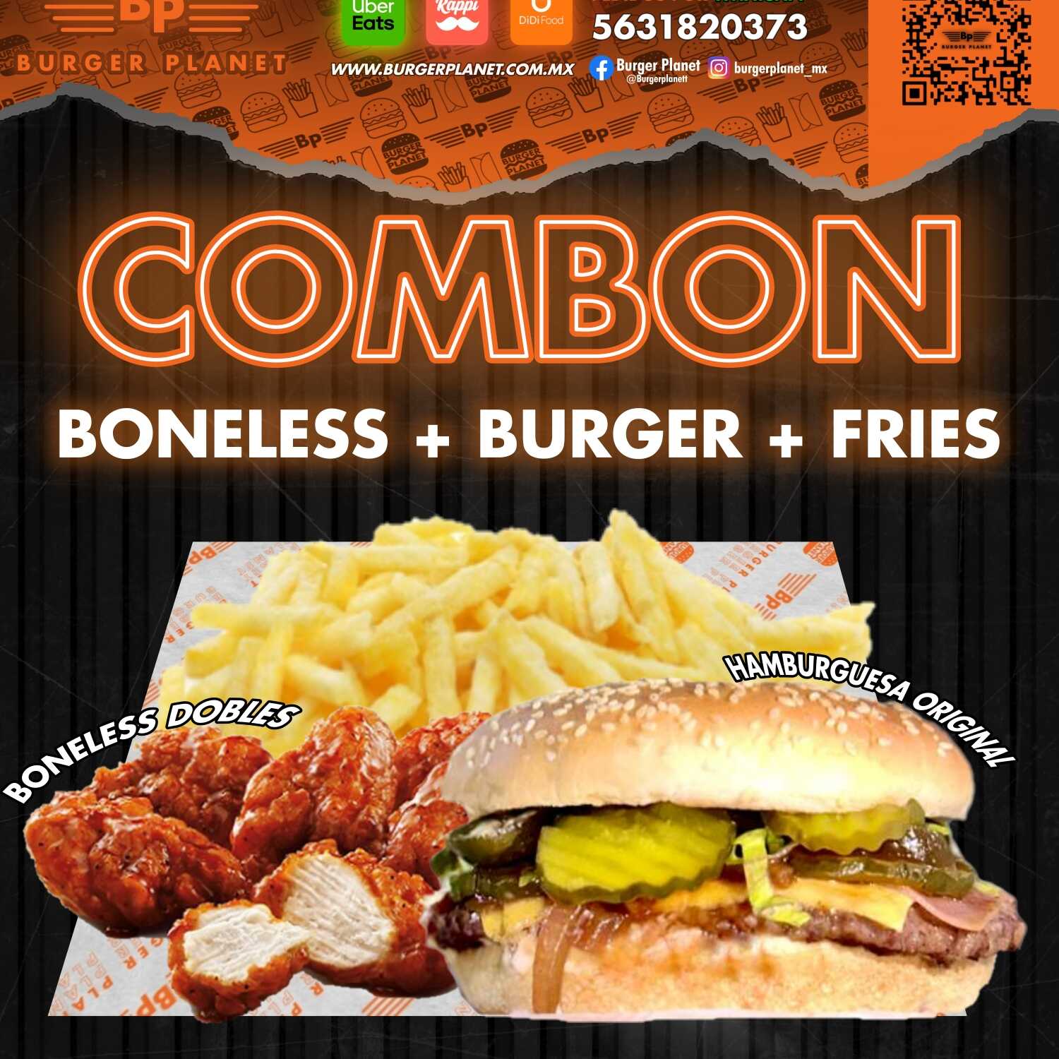 COMBON IND (Boneless + Refresco + Burger + Fries)