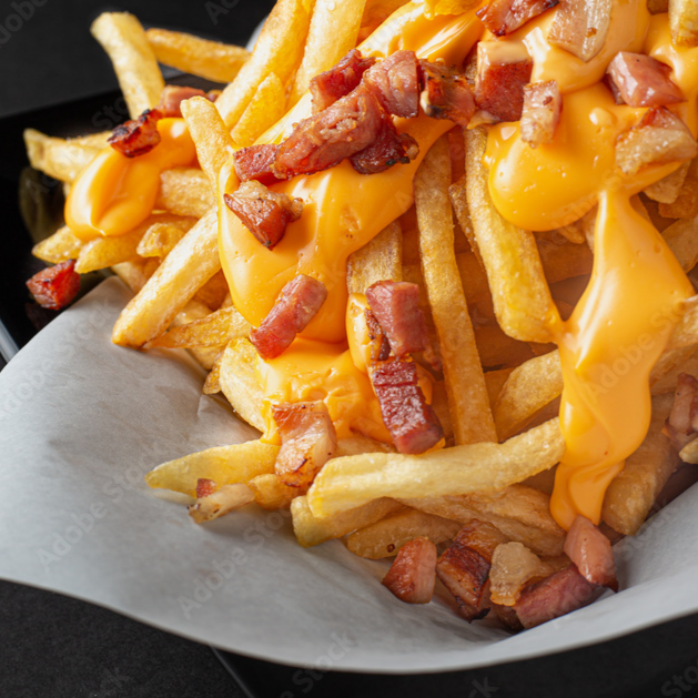 Papas con Queso y Tocino