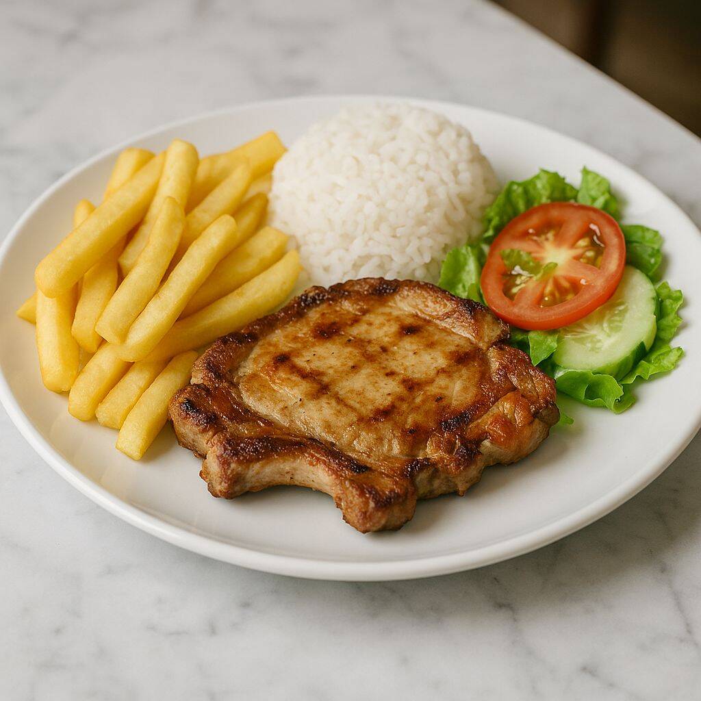 Chuleta Frita con Papas Fritas & Sopa