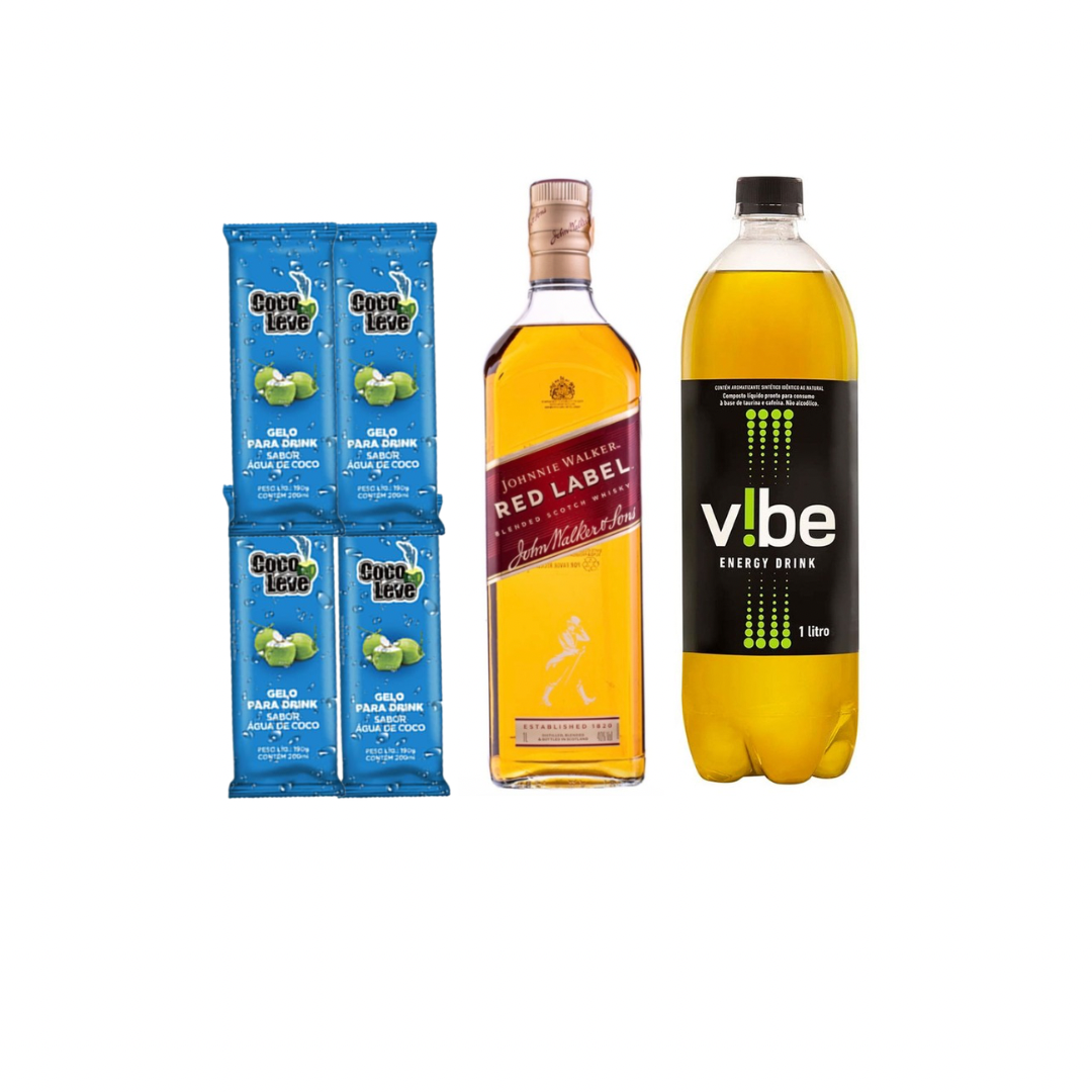 1 Garrafa 1L + 1 Garrafa de Energético 2L + 4 Gelos de Coco
