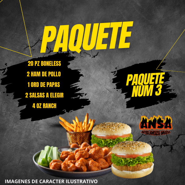 PAQUETE #3 DE BONELESS