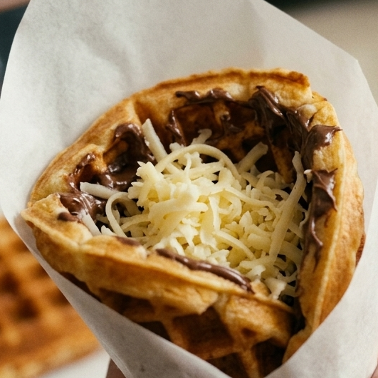 Waffle Consentido con Queso de Bola