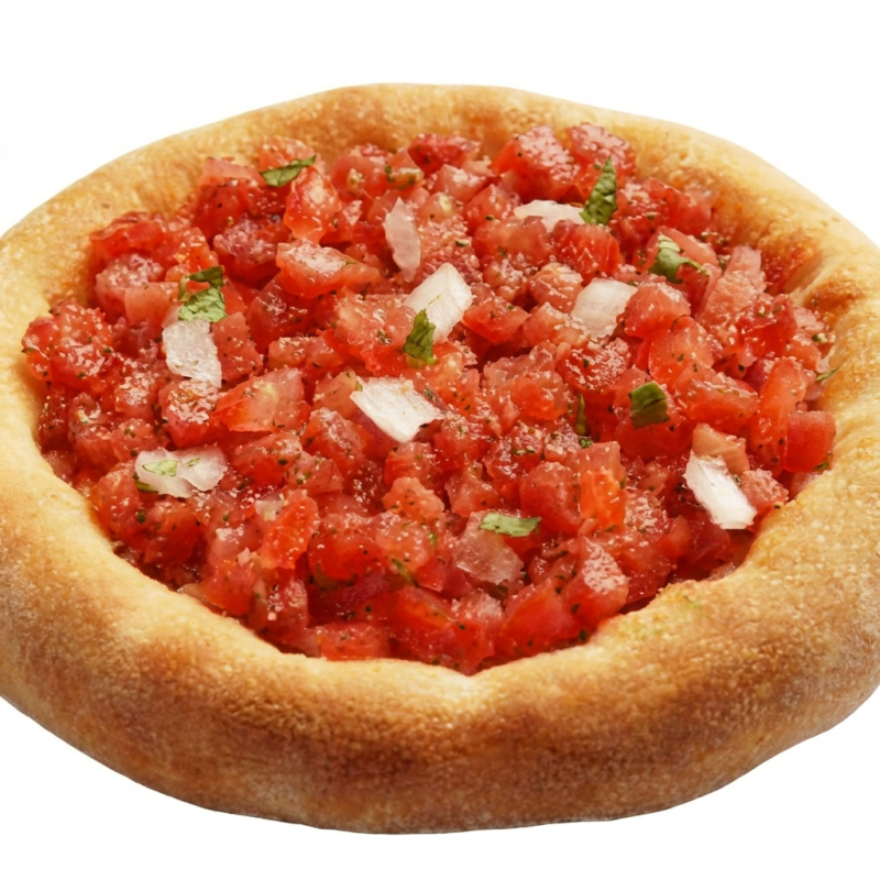 Deliciosa esfiha de calabresa fatiada e temperada com tomate e cebolas em cubos!