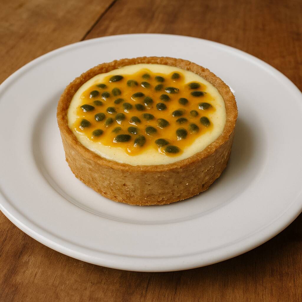 Massa artesanal, funcional e creme suave de maracujá com dulçor natural. Textura leve, sabor frequinho e totalmente inclusiva - sem açúcar, sem glúten, sem lácteos e vegana.