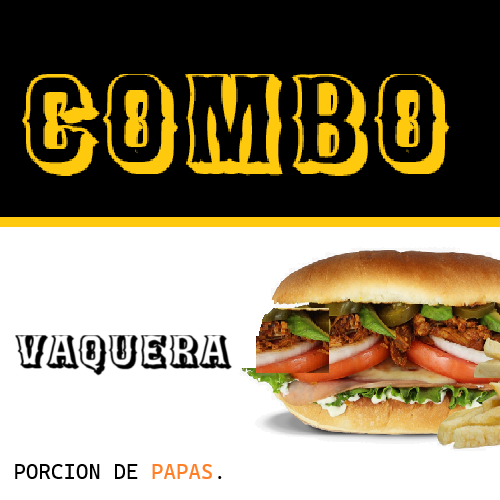 Combo Torta Vaquera + Papas + Bebida
