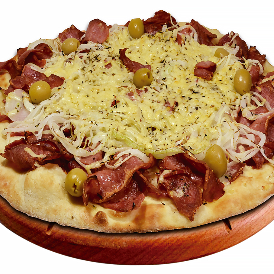 Calabresa, cebola e lascas de parmesão