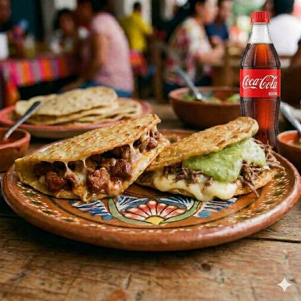 4 Quesadillas + 2 Refrescos. 🔥