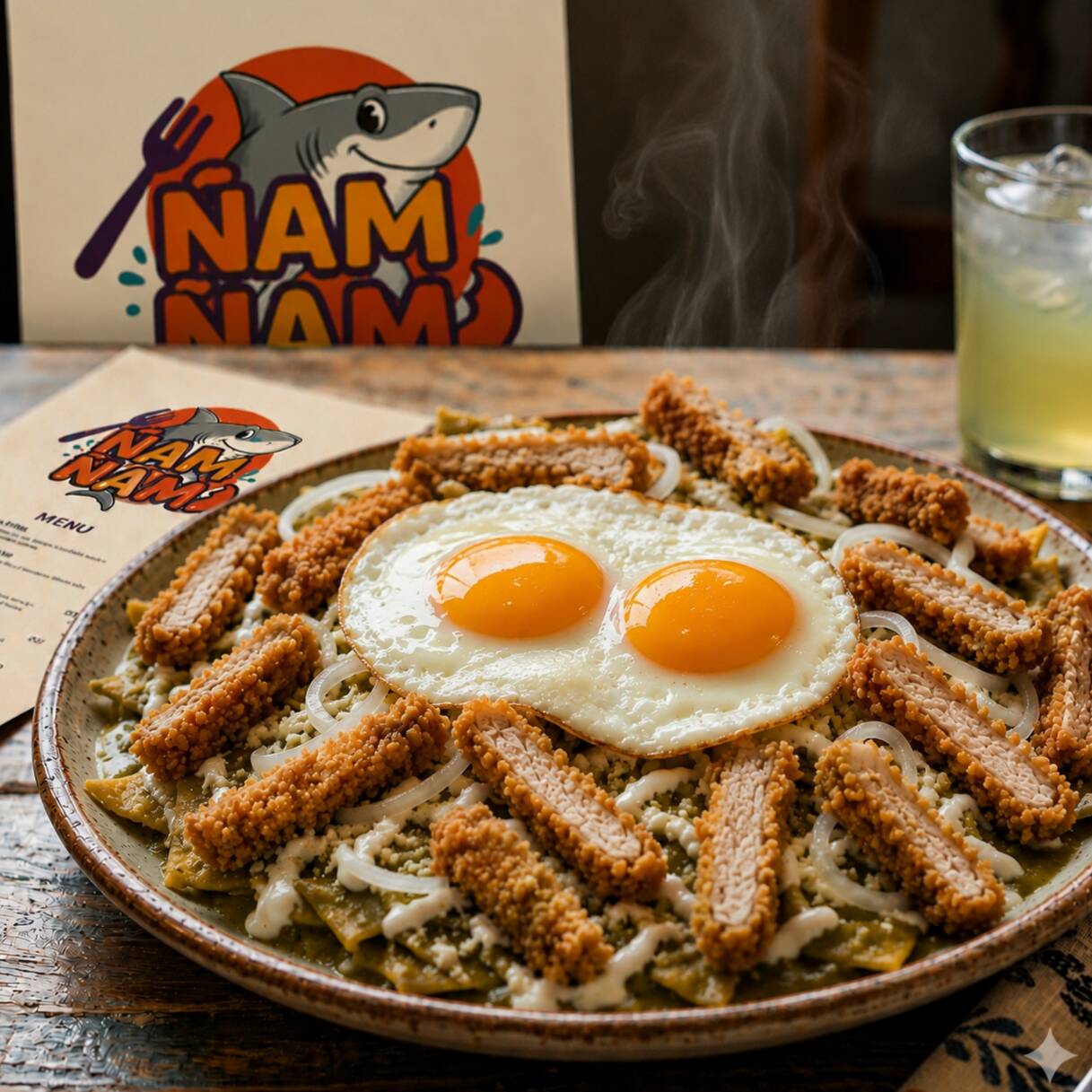 Súper Chilaquiles Verdes con Huevo y Pollo
