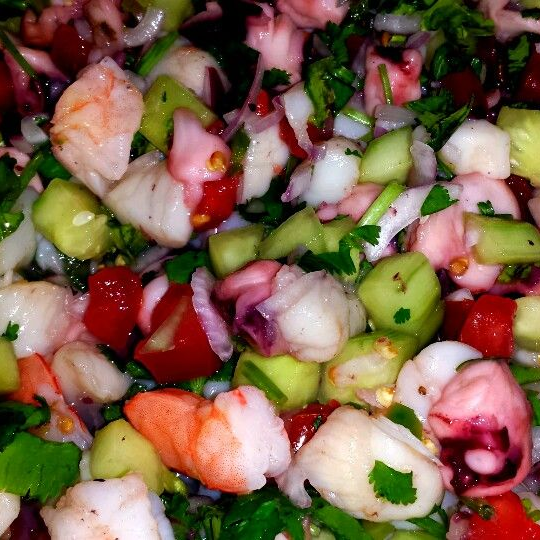 Ceviche Mediano de Camarón y Pulpo