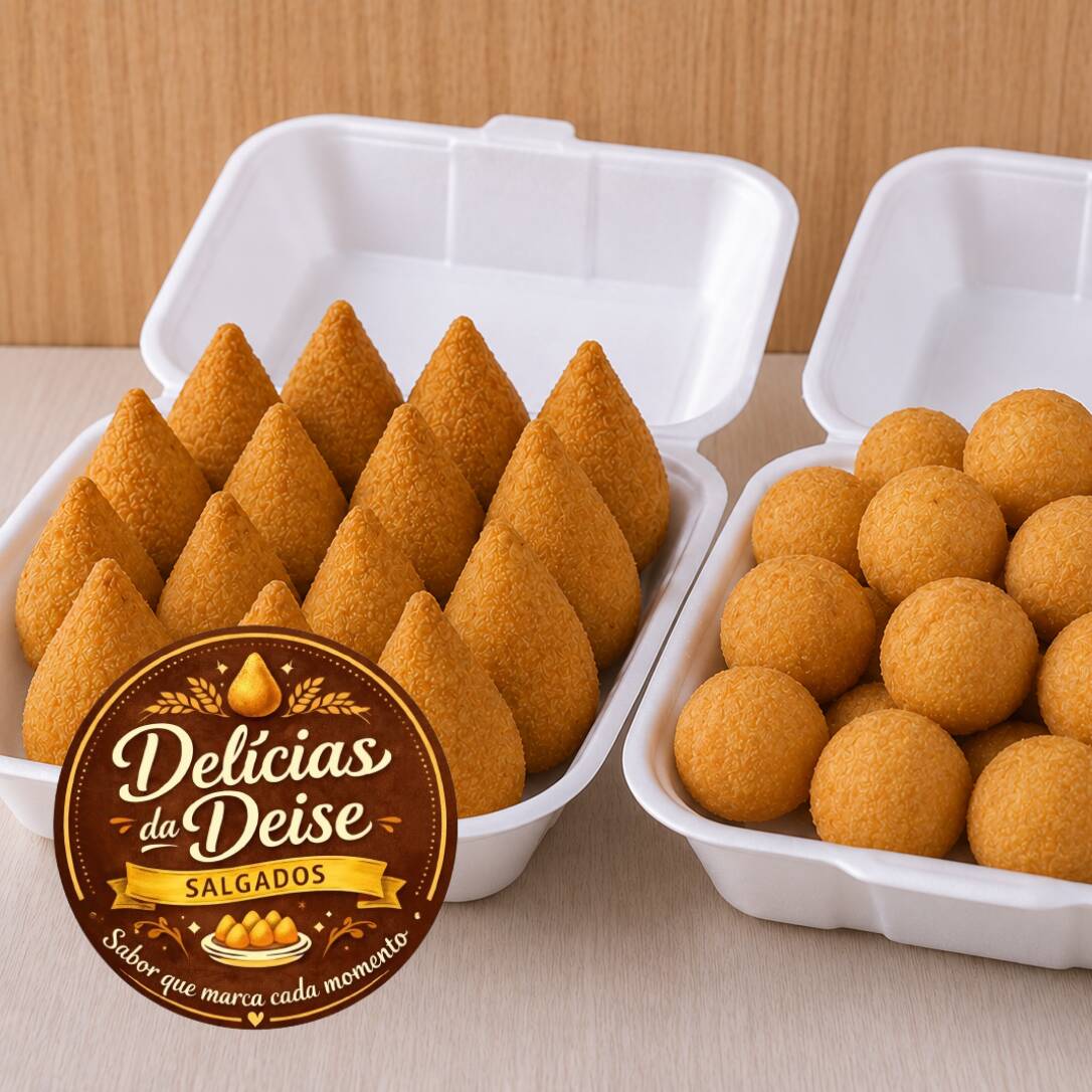 25 coxinhas + 25 maravilhas. Perfeito para dividir e aproveitar!