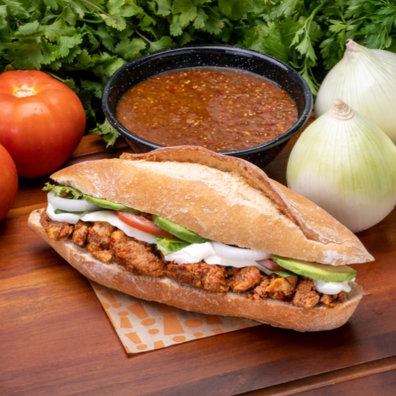Lonche de Carne Adobada tipo Pastor