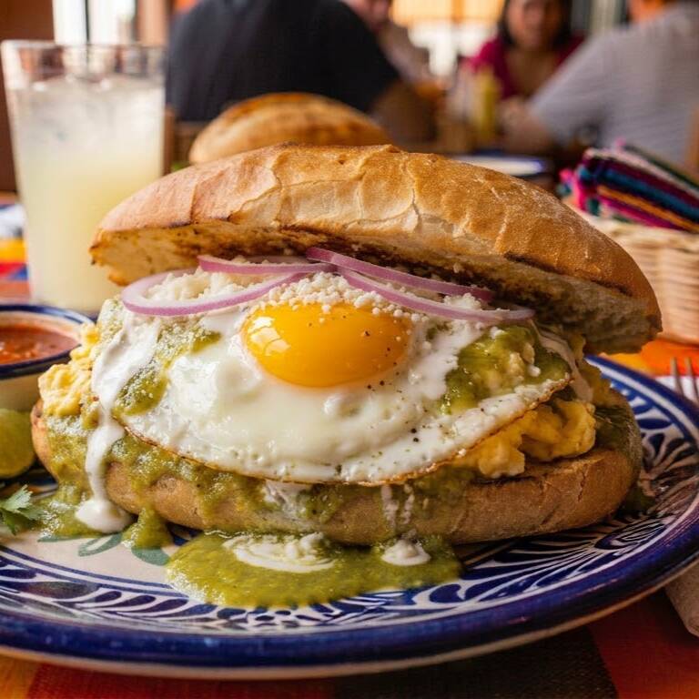 Torta de Enchilada con Huevo Estrellado