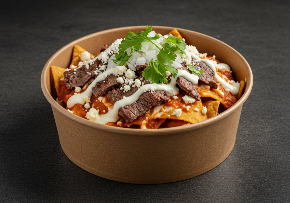 Chilaquiles Rojos con Arrachera