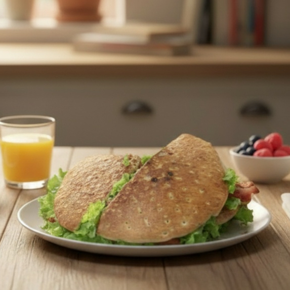 Maionese, tomates, frango desfiado, mussarela, catupiry e alface bacon