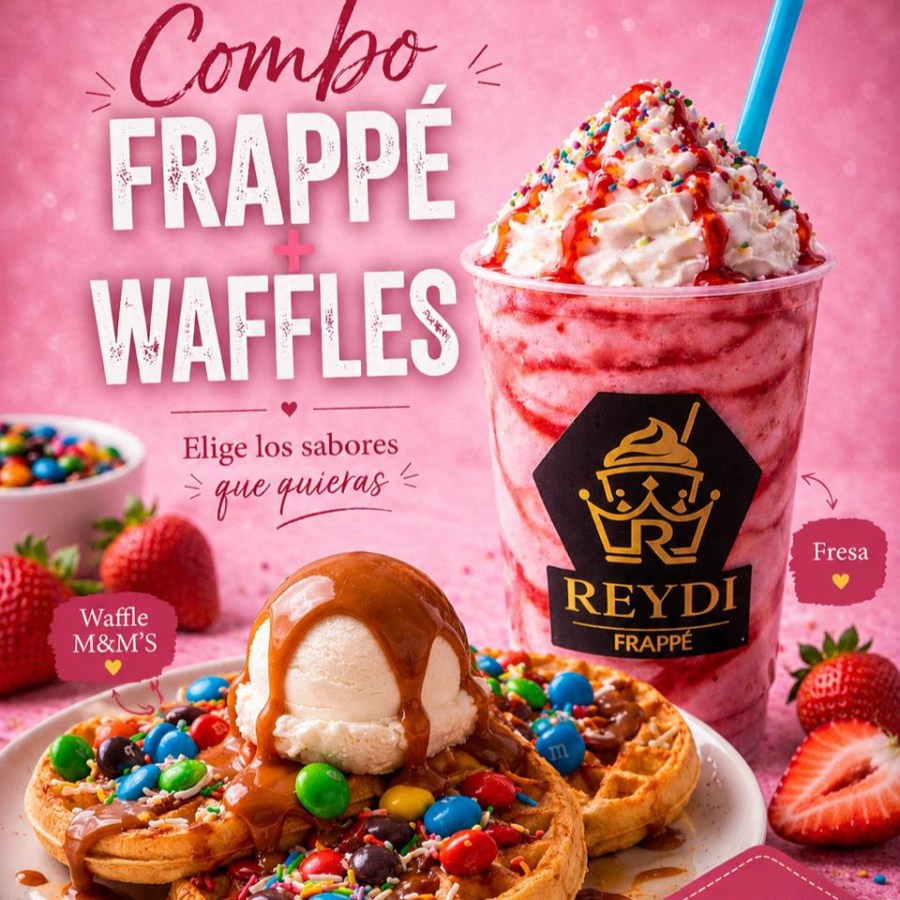 Combo Frappé Fresa + Waffle M&M'S