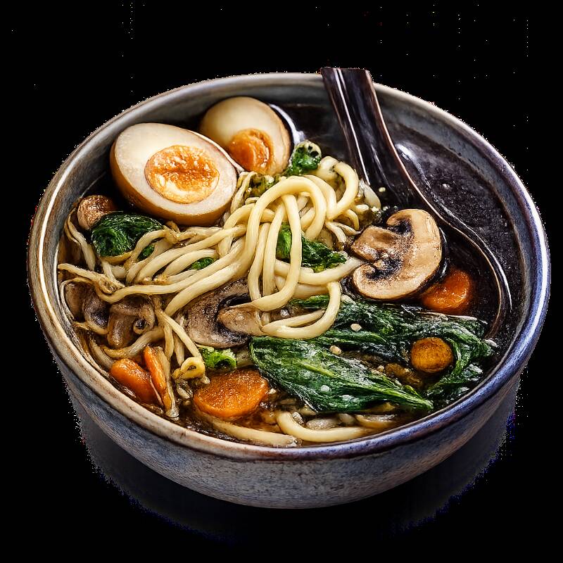 Shoyu udon tradicional tem o mesmo preparo do shoyu lamen tradicional. A diferença é que a massa utilizada é do udon, mais macia e grossa. O caldo é a base de galinha e leva tarê de shoyu, ovos com gema cremosa, legumes refogados e tyashu. Muito saboroso. Imagem ilustrativa