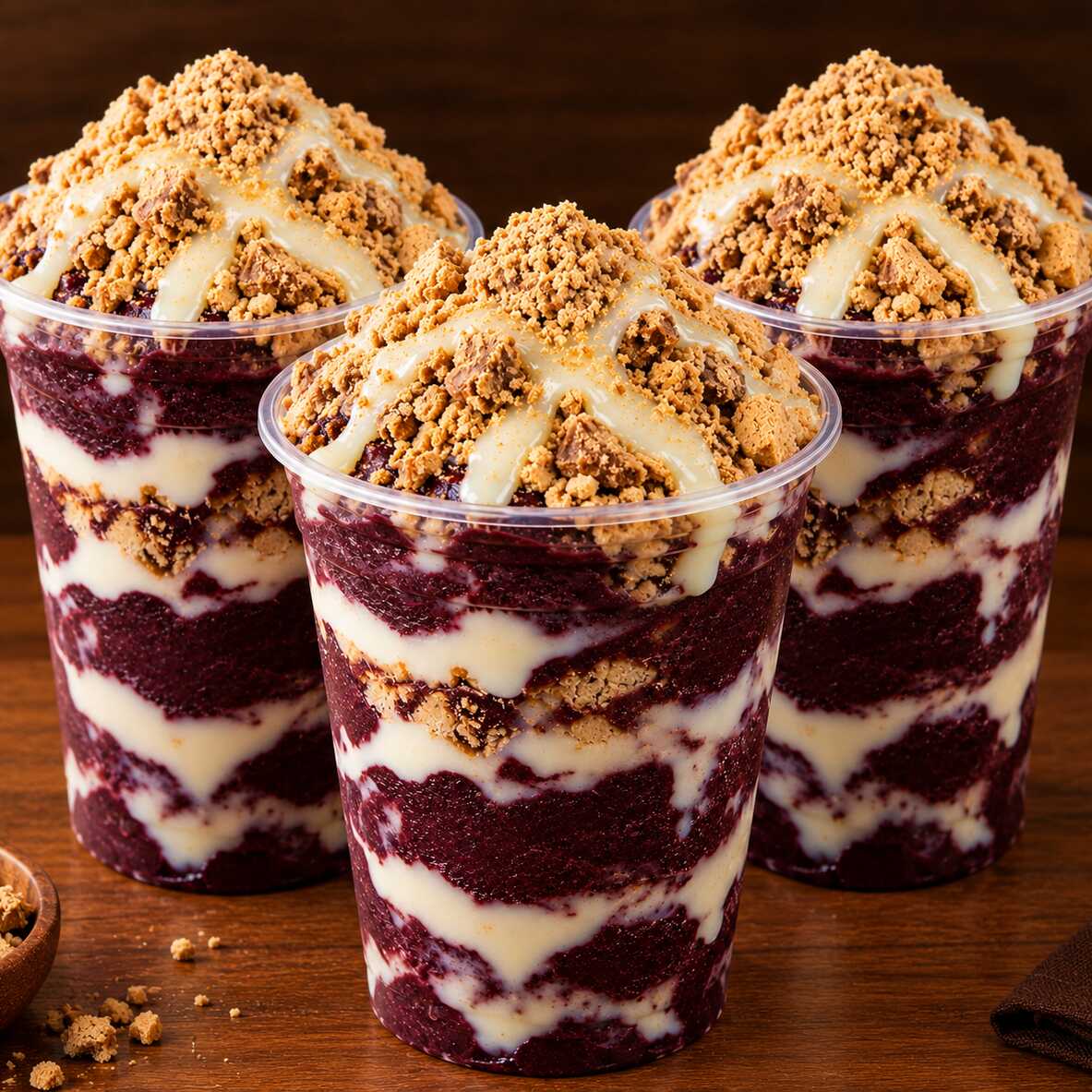 COMBO FAMÍLIA – 3 AÇAÍS DE 700ML
Açaí para ninguém ficar de fora! São 3 copos de 700ml, preparados com açaí cremoso, paçoca e Leite Moça, formando uma combinação deliciosa e irresistível.
Perfeito para compartilhar com a família, amigos ou simplesmente garantir a sobremesa de todo mundo!
Contém: 3 copos de 500ml de açaí + paçoca + Leite Moça.
