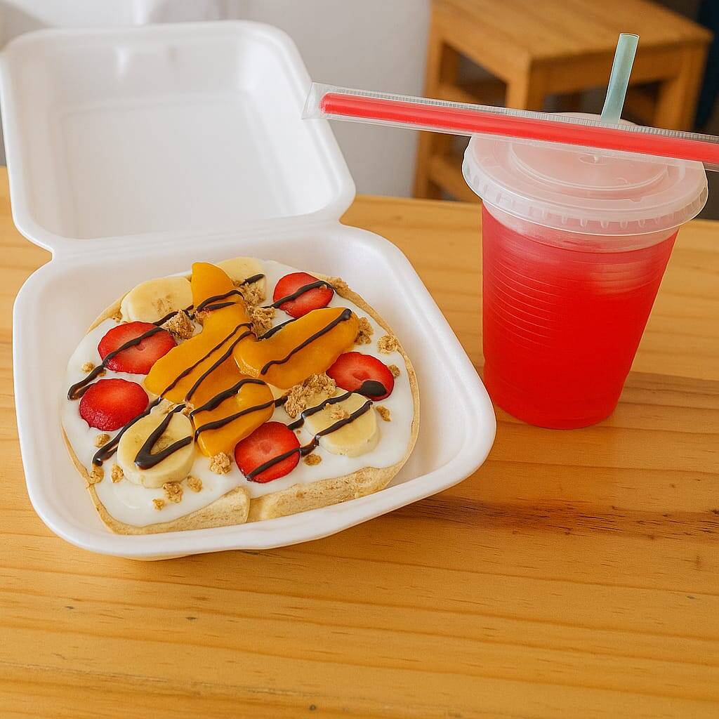 WAFFLE FRUTAL CON UNA DELICIOSA SODA DE COLAGENO