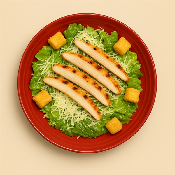 Alface-romana, frango grelhado, croutons de ciabatta com ervas finas da casa, queijo parmesão e molho ceasar.