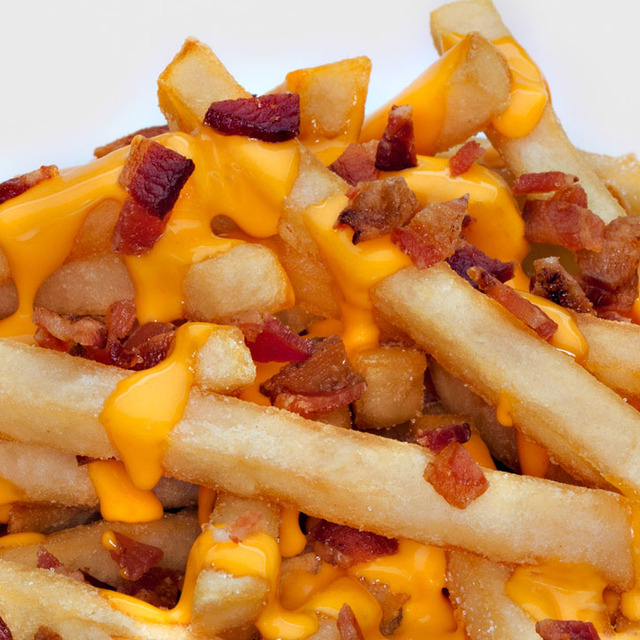 Papas Francesas con Queso y Tocino