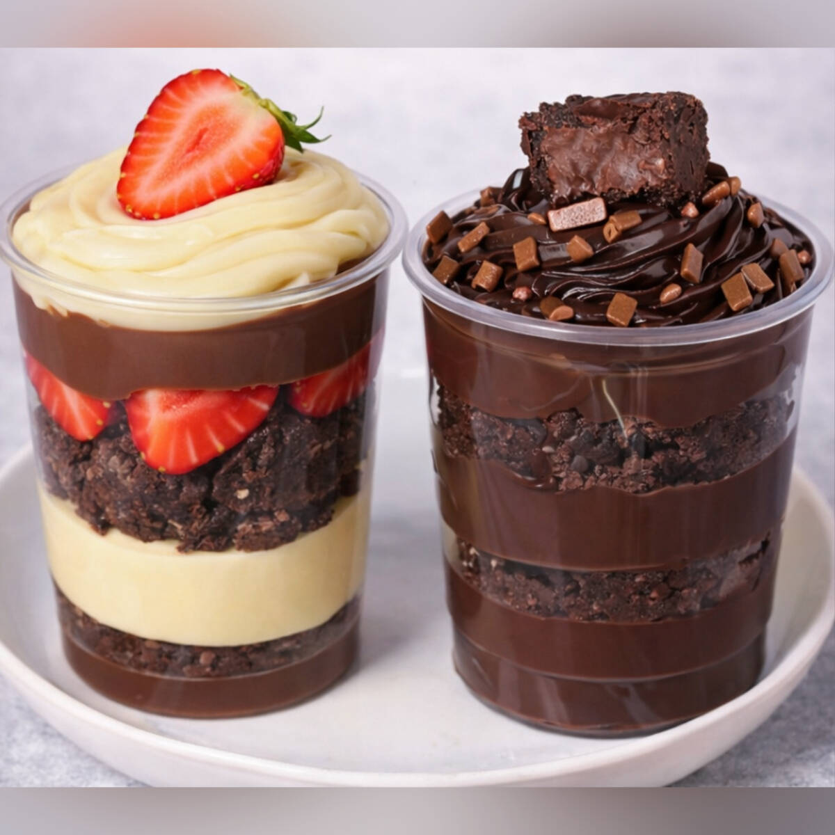 Dois dos copo da felicidade mais pedidos na loja agora juntos, copo supremo e copo chocolatudo