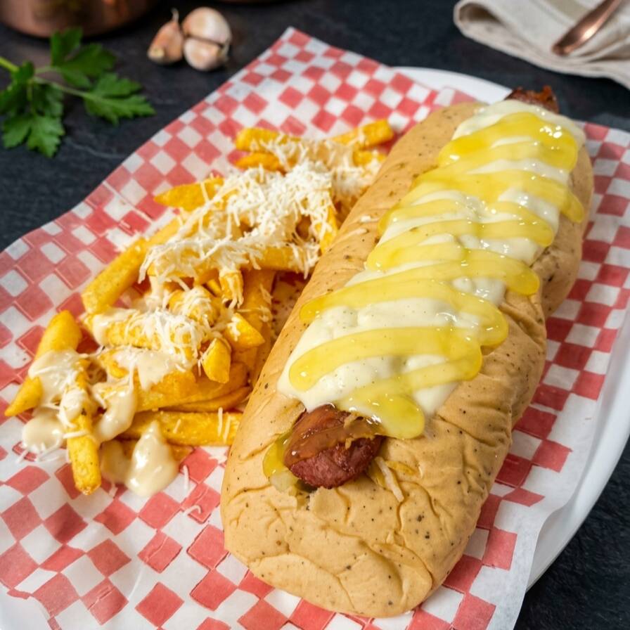 Super Perro Gratinado Finas Hierbas Mas Papas