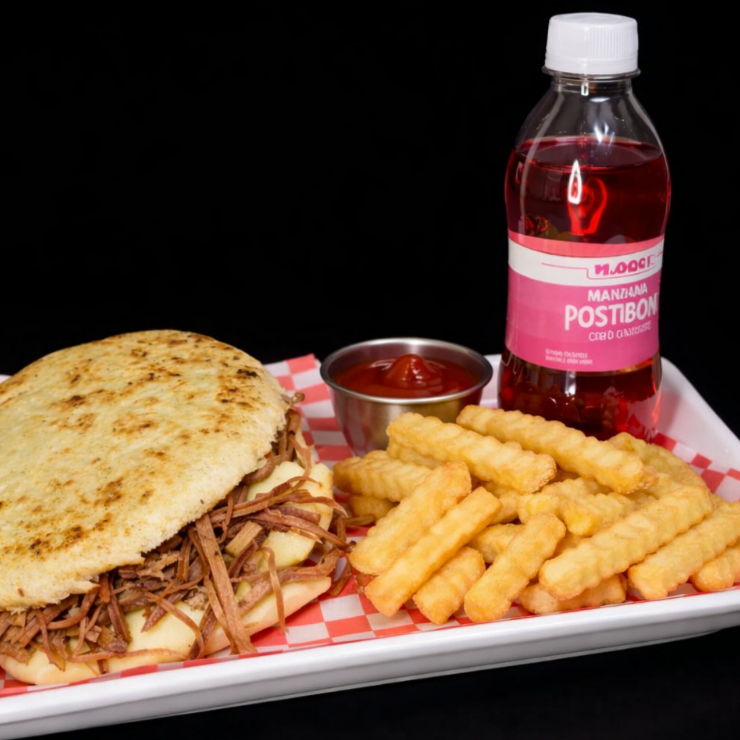 Arepa de Carne + Papas + Gaseosa