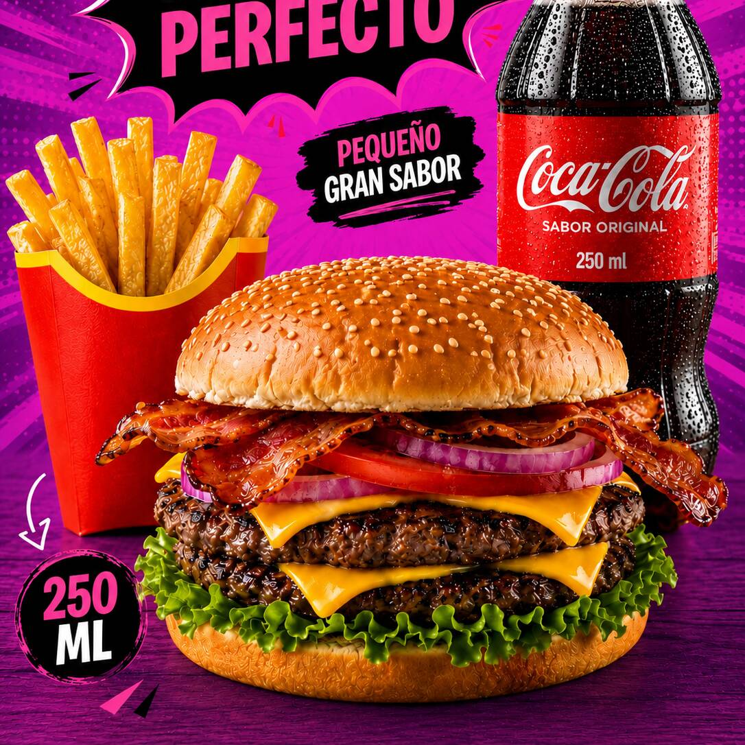 Hamburguesa doble carne Tocineta Gaseosa GRATIS