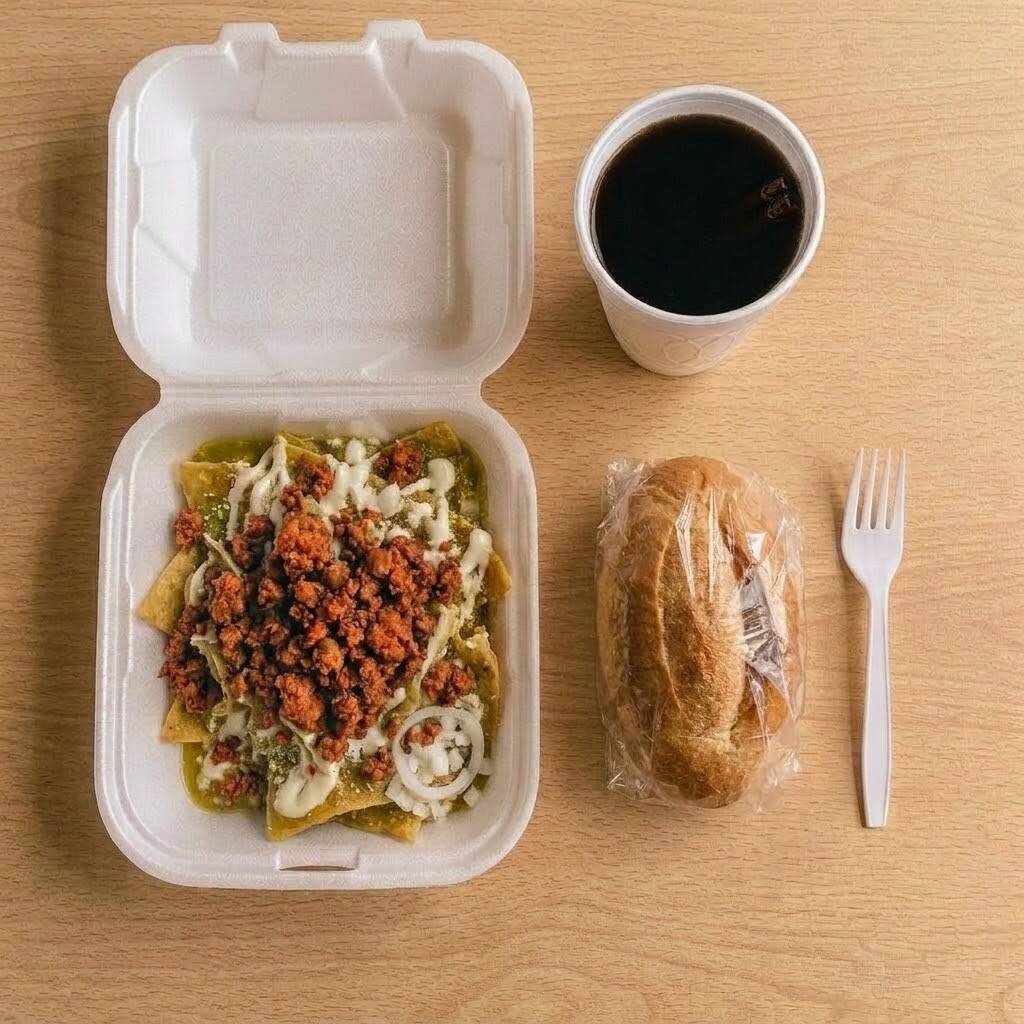 Chilaquiles Verdes con Longaniza + BEBIDA GRATIS