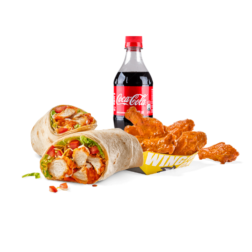 Combo Burrito Bufalo+6alitas+coca355ml