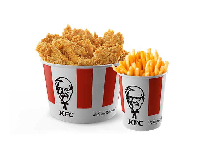 Aqui tem o seu Balde preferido! Compre 1 Balde Grande (8 Tiras) + 1 Balde de Batata com desconto
