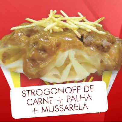 Excepcional Molho com Carne, Mussarela derrete na batata com Palha Crocante