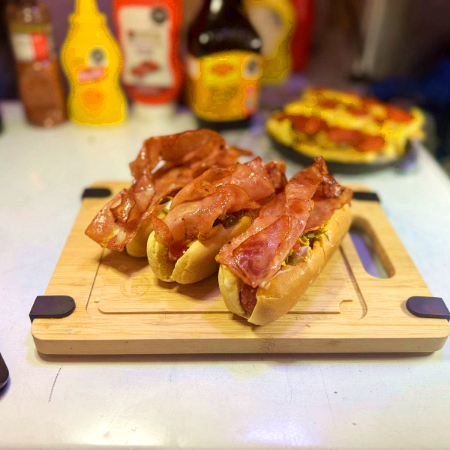 3 Hot Dogs Con Tocino