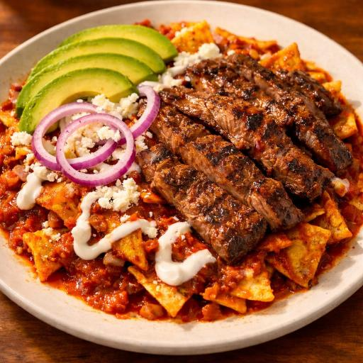 Chilaquiles con Arrachera