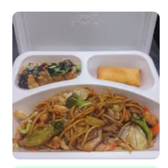 Bandeja com Yakissoba clássico + 4nmini hot roll + mini harumaki de doce leite recomendado para uma pessoa